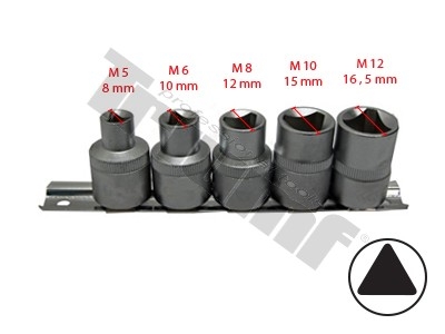 Sada 1/2" hlavíc 5-dielna, trojuholníkový tvar  M5-12mm null TRIUMF