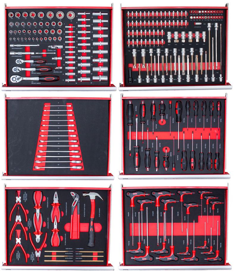 REDTOOL 250ks CRV náradia v penových moduloch, 6ks