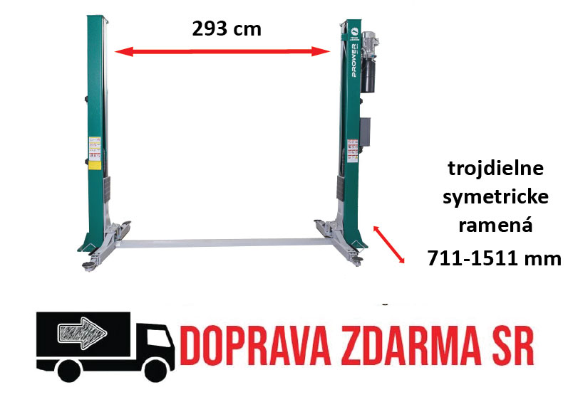 PROWER TECHNIK Dvojstĺpový zdvihák 4500 kg - trojdielné ramená 711-1511mm 